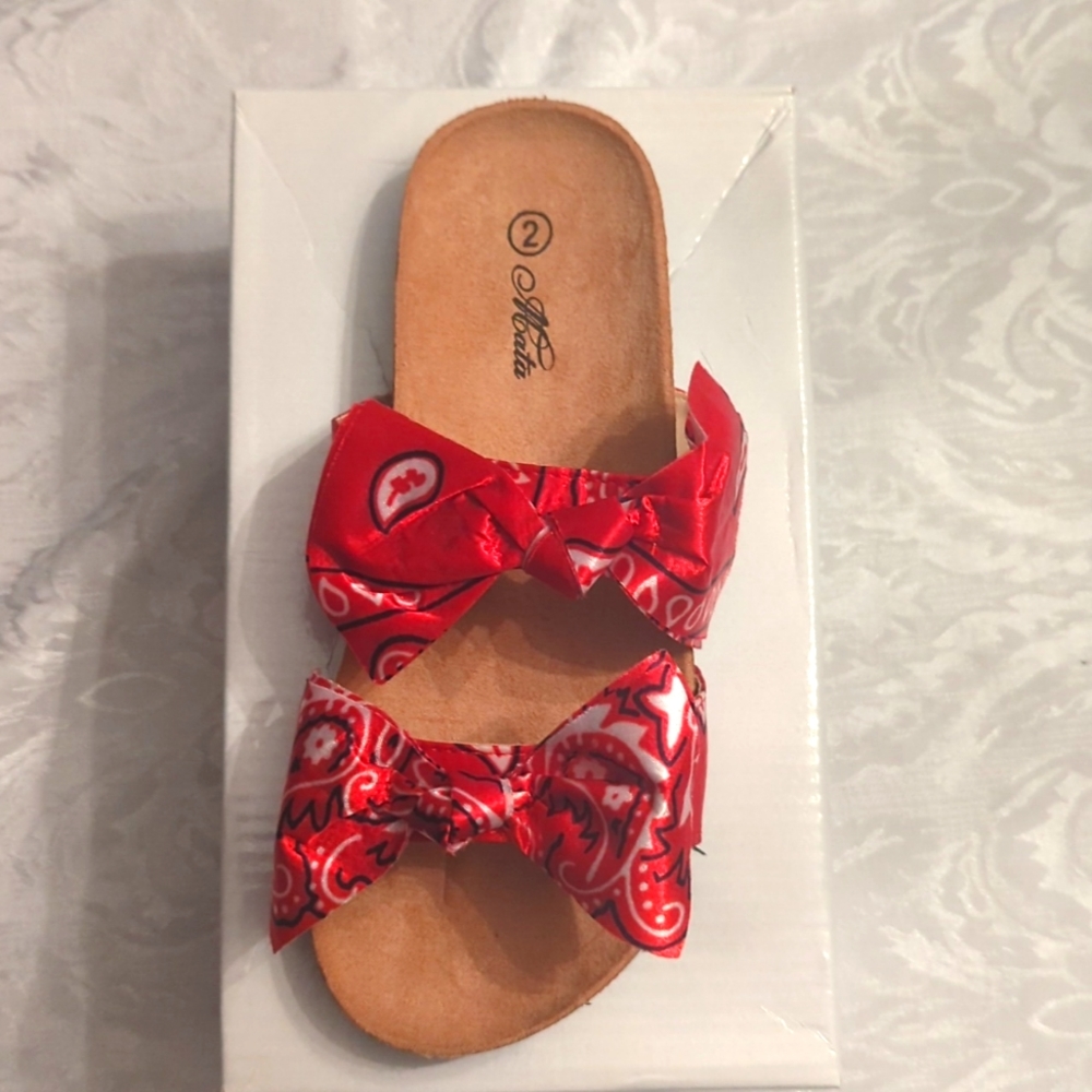 Girls Red Bandana Slides